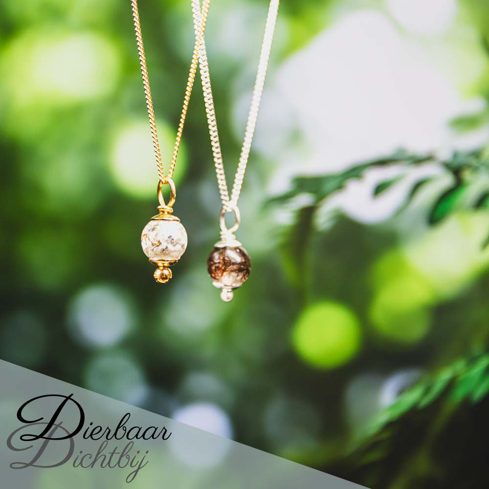 Ketting met herinneringskraal | Ø8mm | Zilver (goudkleurig verguld)